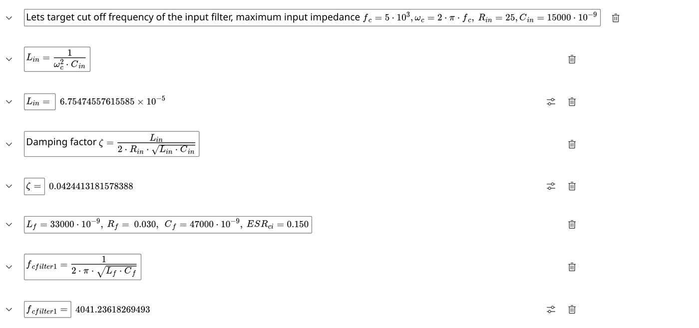 EngineeringPaper.xyz cells computing L_in = 67.5 microhenries, damping factor zeta = 0.042, and the filter corner frequency of 4041 Hz
